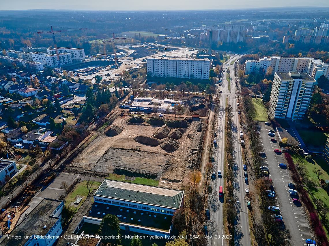 09.11.2020 - Baustelle der neuen Grundschule am Karl-Marx-Ring in Neuperlach